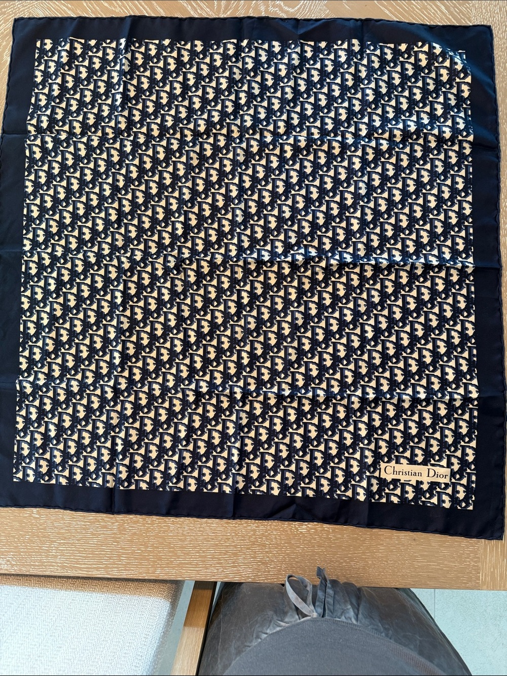 Dior Navy and Cream Monogram Silk Scarf - Picture 4 of 4